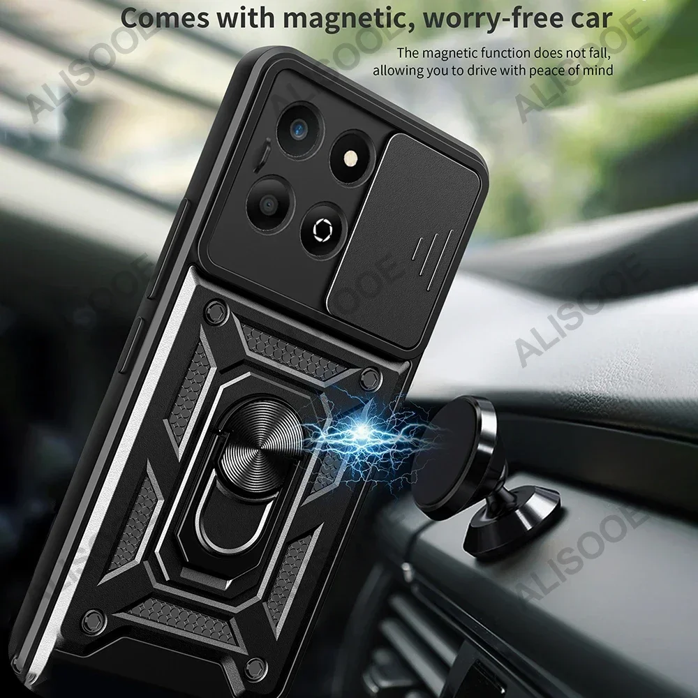 Funda para Honor X8C X7C 4G, Funda deslizante para lente de cámara, soporte de anillo, Funda de teléfono a prueba de golpes para Honor X7C Capa - imagen 3