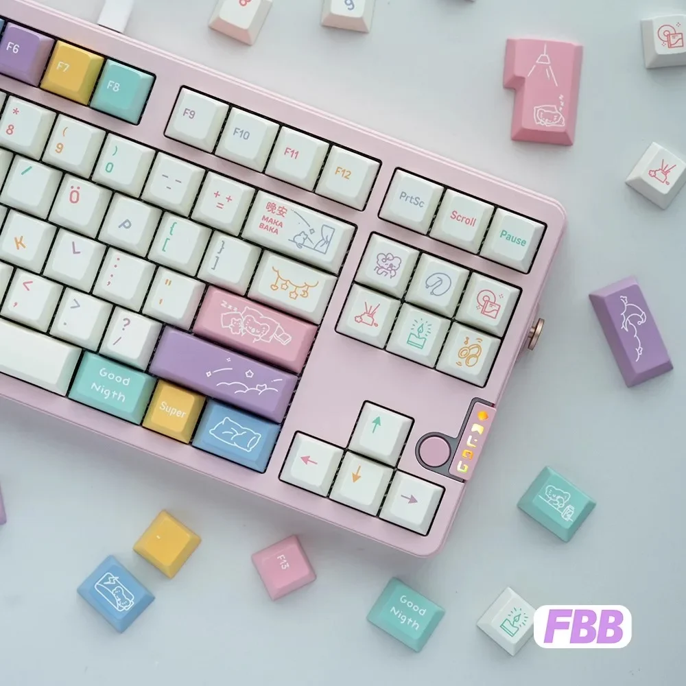 Juego temático Sleepwalking de 174 teclas PBT, tapa de tecla de perfil de cereza bonita personalizada para juegos, accesorios de teclado mecánico, regalo Lucky65V2 - imagen 2