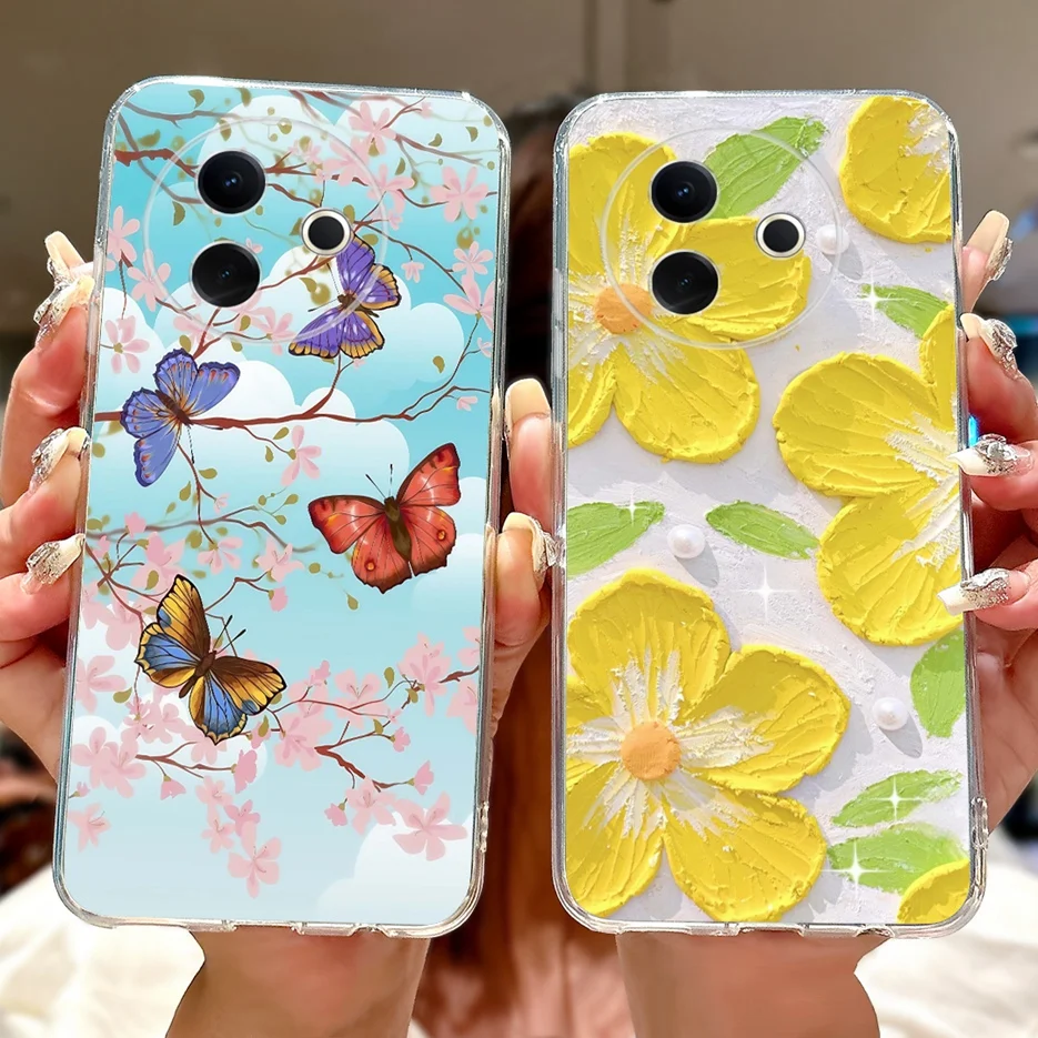 Para Vivo Y39 5G funda V2436 flores coloridas cubierta pintada funda de teléfono de silicona suave para Vivo Y300i V2444A Y 39 VivoY300i 5G Shell - imagen 2
