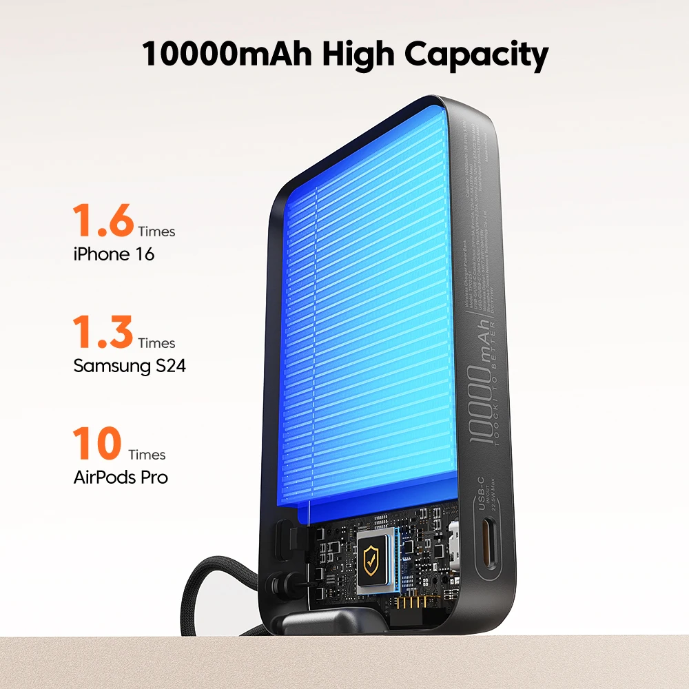 Toocki 10000mAh Powerbank magnético con Cable tipo C 22,5 W carga rápida pantalla LED banco de energía para iPhone 14 15 16 Samsung S23 - imagen 4