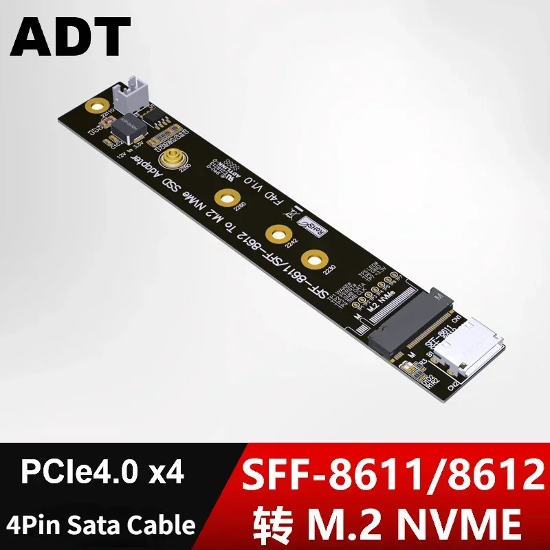 ADT nuevo 64Gbps para SFF-8611/8612 OCuLink a NVMe m-key 2230 2242 2260 2280 M.2 SSD tarjeta adaptadora PCIe 4,0x4 Gen 4 tarjeta convertidora - imagen 3