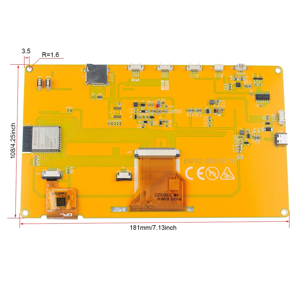 ESP32-S3 Pantalla inteligente de 7 ", módulo TFT LCD RGB de 7,0 pulgadas, pantalla táctil capacitiva, 8M, PSRAM, 16M de Flash ESP32-8048S070C - imagen 4