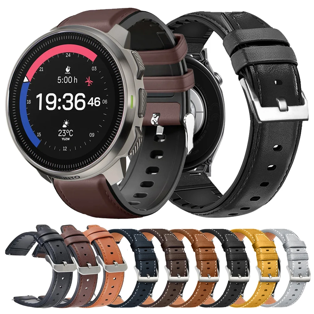 Correa de reloj de 22mm para SUUNTO VERTICAL/OCEAN/RACE S/SUUNTO 5/9 PEAK PRO, pulseras de silicona de cuero Vintage, correa de reloj inteligente