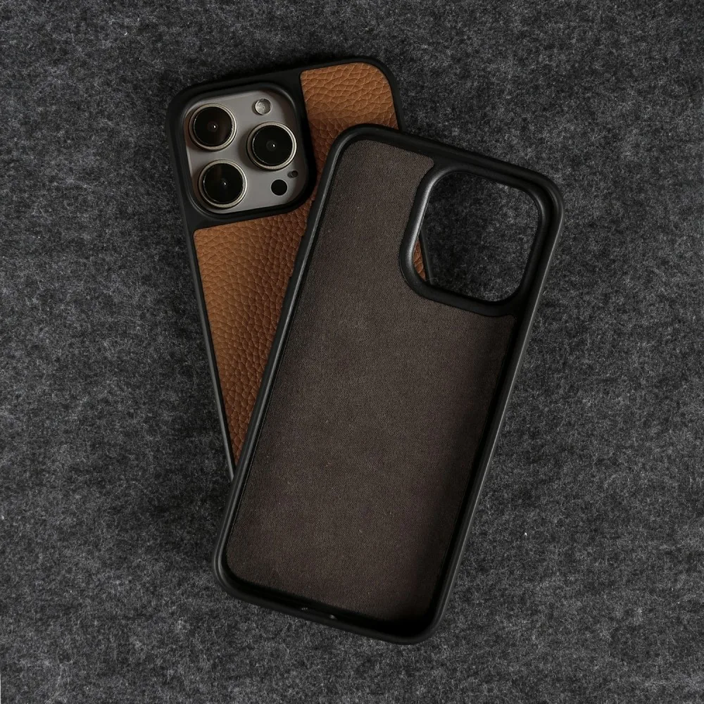 Funda de cuero genuino Premium para Iphone 16 Pro Max 15 14 13 12 11 fundas de teléfono cobertura completa carcasa protectora trasera Capa - imagen 4
