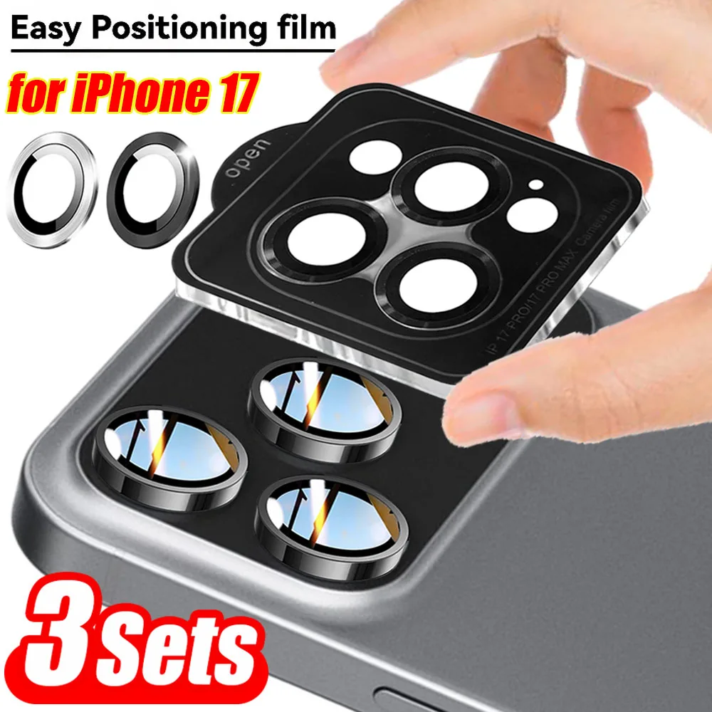 Protector de lente de cámara con anillo de Metal para iPhone 17 Pro Max 17Air 17Pro, lente trasera de vidrio templado, película protectora HD antiarañazos - imagen 2