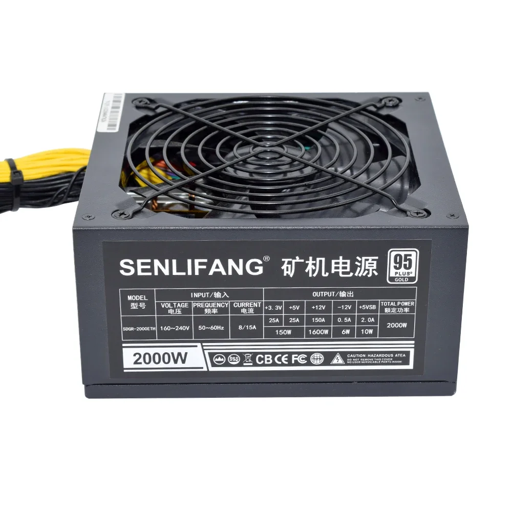 Fuente de alimentación de minería de 2000W Asic bitcoin new Gold PLUS, ETC. Fuente de alimentación RVN, máquina ATX compatible con 8 tarjetas GPU PSU - imagen 4