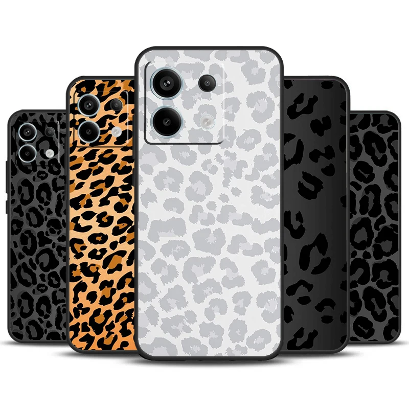 Funda con estampado de leopardo y guepardo negro para Xiaomi Redmi Note 13 Pro Plus Note 12 11 9 10 11S 10S 12S Redmi 13C 10C 12C