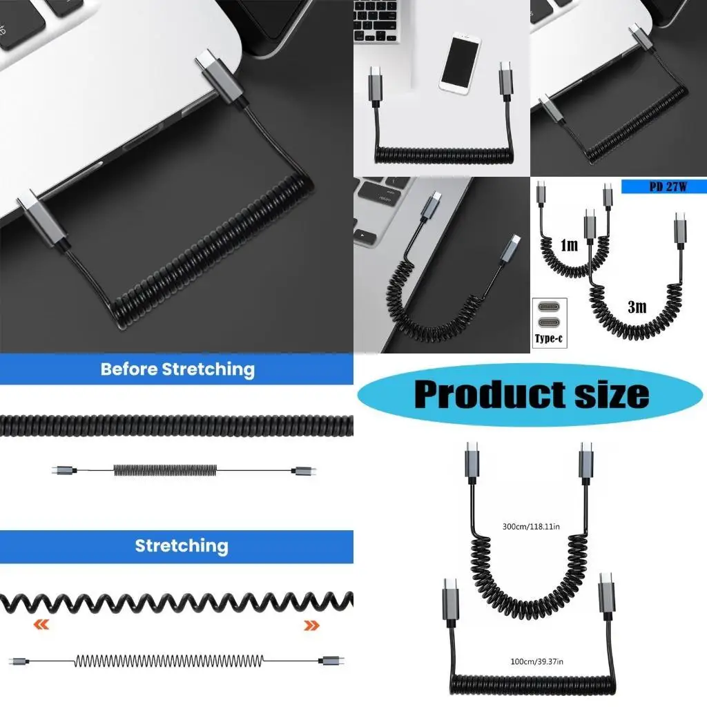 R53C versátil USB C a USB C Cable flexible USB C a USB C Cable carga apropiado para cargar rápido varios dispositivos USB C