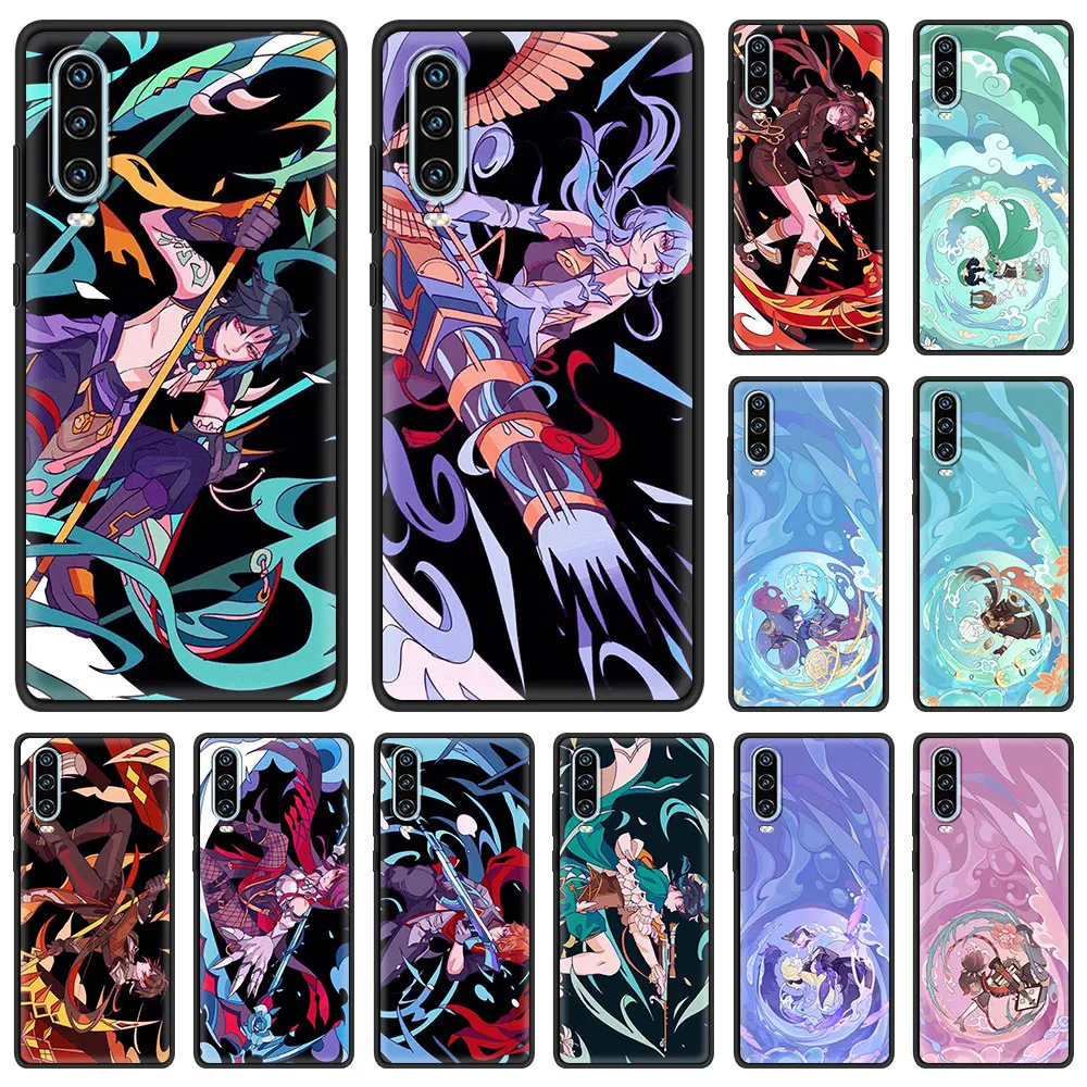 Funda de teléfono Genshin impact para Huawei P30 Lite, funda suave para Huawei P50 Pro P20 P40 Lite E P Smart Z 2021 Y6p Y9s Y7a 2019