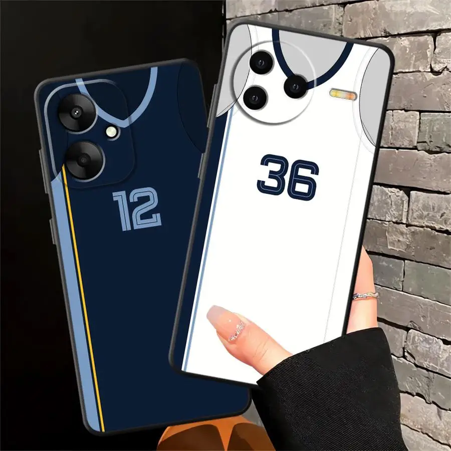 Funda de teléfono suave negra para Xiaomi Redmi A3 12C A4 A1 A2 Plus 14C 13C 10 K40 K80 Pro 9 A5 diseño Digital de baloncesto - imagen 3