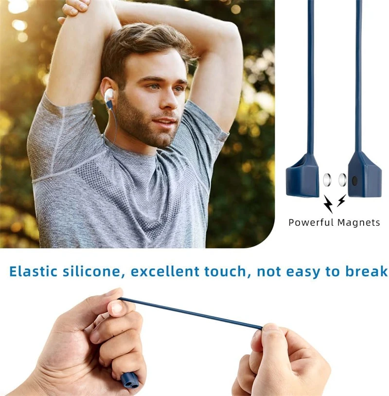 Fuerte correas magnéticas antipérdida para auriculares AirPods Pro 2, cuerda de silicona suave para el cuello, cordón deportivo, accesorios para pulsera - imagen 4