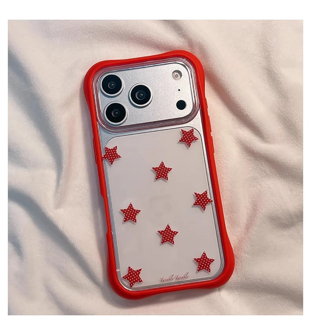 Para iphone 17promax funda de teléfono transparente con estampado de estrella de cinco puntas para iPhone 17pro 17 16 15 14 Pro Max cubierta anticaída a prueba de golpes - imagen 5