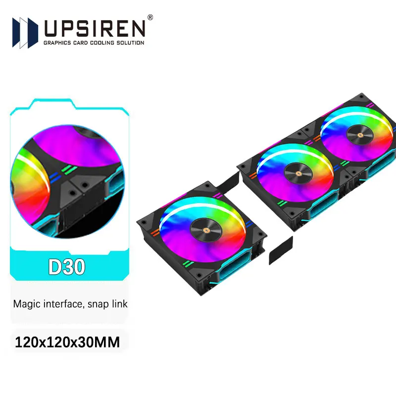 UPSIREN D30 120X120X30mm ventilador de refrigeración del chasis de la computadora adecuado para refrigeración por aire/radiador de refrigeración por agua/5V 3PIN ARGB/4PIN PWM