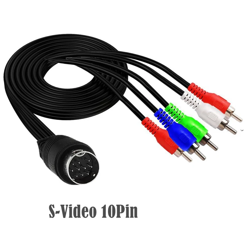 Cable de vídeo S-Video10Pin DIN a 5RCA de 1,8 m, línea de componentes 5AV, utilizado para receptores de TV, televisores, monitores y proyectores - imagen 3