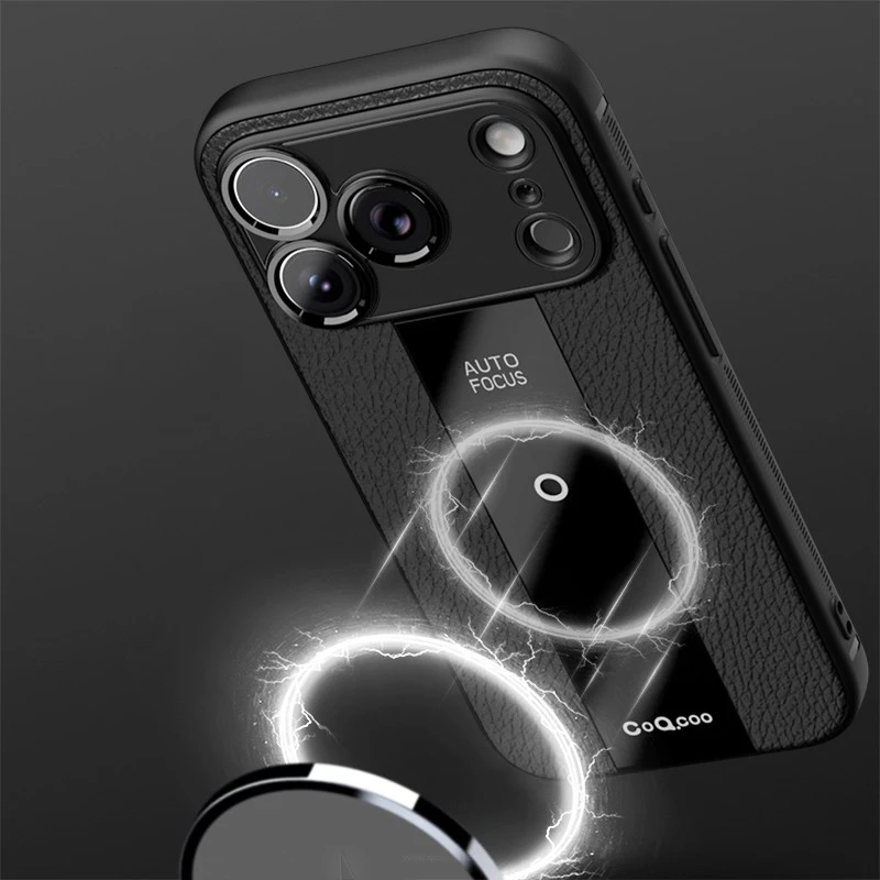 Para iPhone 17 Pro Max 17 Air funda magnética de lujo de cuero Lichi + TPU suave protección de lente ultrafina cubierta mate para iPhone17 - imagen 3