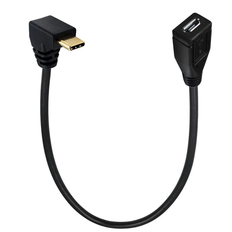 Cable en ángulo de 90 grados izquierdo/derecho/arriba/abajo/en forma de U USB3.1 tipo C macho a Micro USB 2,0 5P hembra Cable en ángulo de datos 25cm - imagen 3