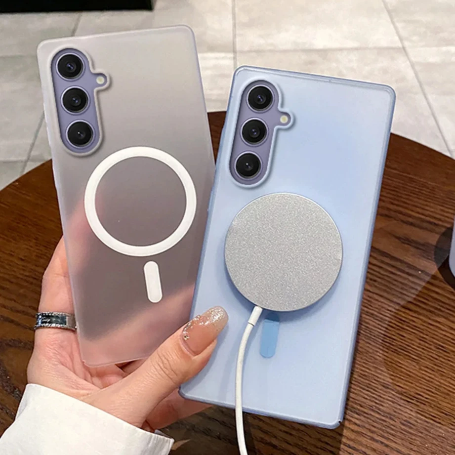 Funda magnética transparente mate delgada Magsafe de lujo para Samsung S25 + Ultra S24 FE S23 Plus S 23 24 25 - imagen 4