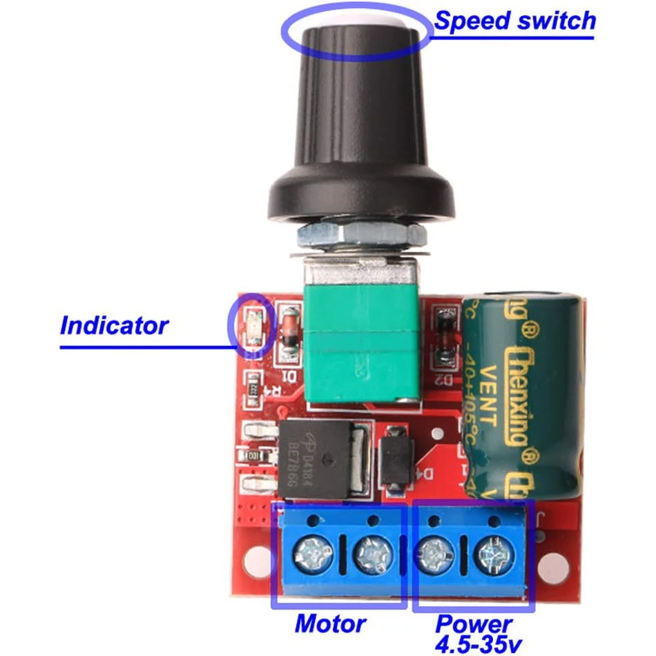 Controlador de velocidad PWM de 1/3 piezas, módulo de Interruptor de velocidad ajustable, 6V, 12V, 24V, 5V-35V - imagen 4