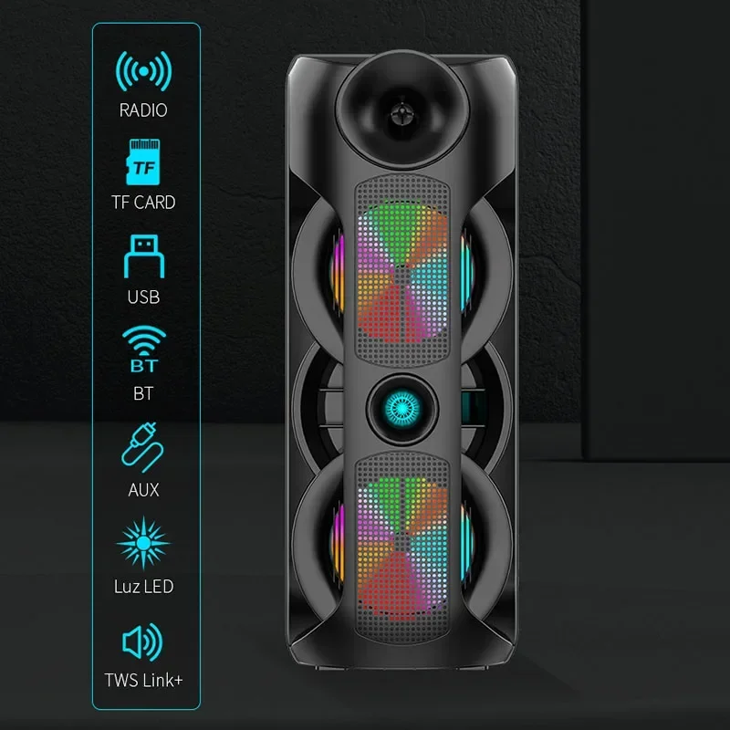 Altavoz doble para exteriores de 80W, altavoz Bluetooth de baile cuadrado de 8 pulgadas, tarjeta inalámbrica portátil, Subwoofer, canción K, caja de sonido grande, estéreo 3D - imagen 4