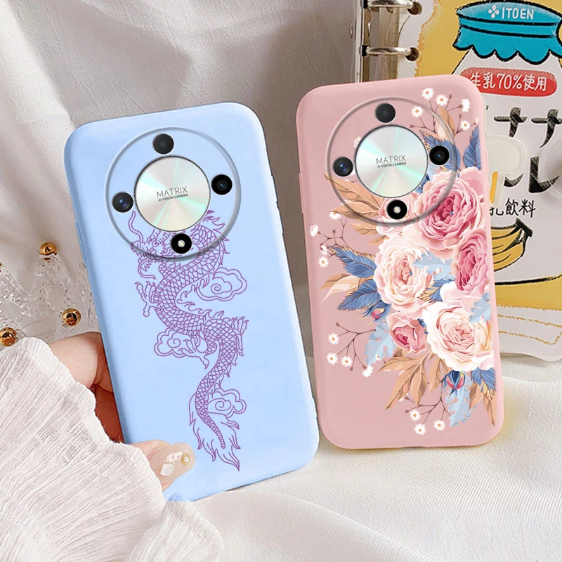 Funda de silicona suave para Honor X9b, carcasa de TPU con patrón de flores, funda de teléfono pintada de dibujos animados para Honor X9b X 9B, funda de protección trasera - imagen 2