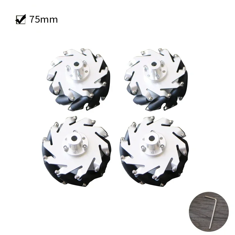 4 unids/set 100mm aleación de aluminio Metal Mecanum rueda omnidireccional para Arduino Raspberry Pi DIY coche robótico - imagen 3