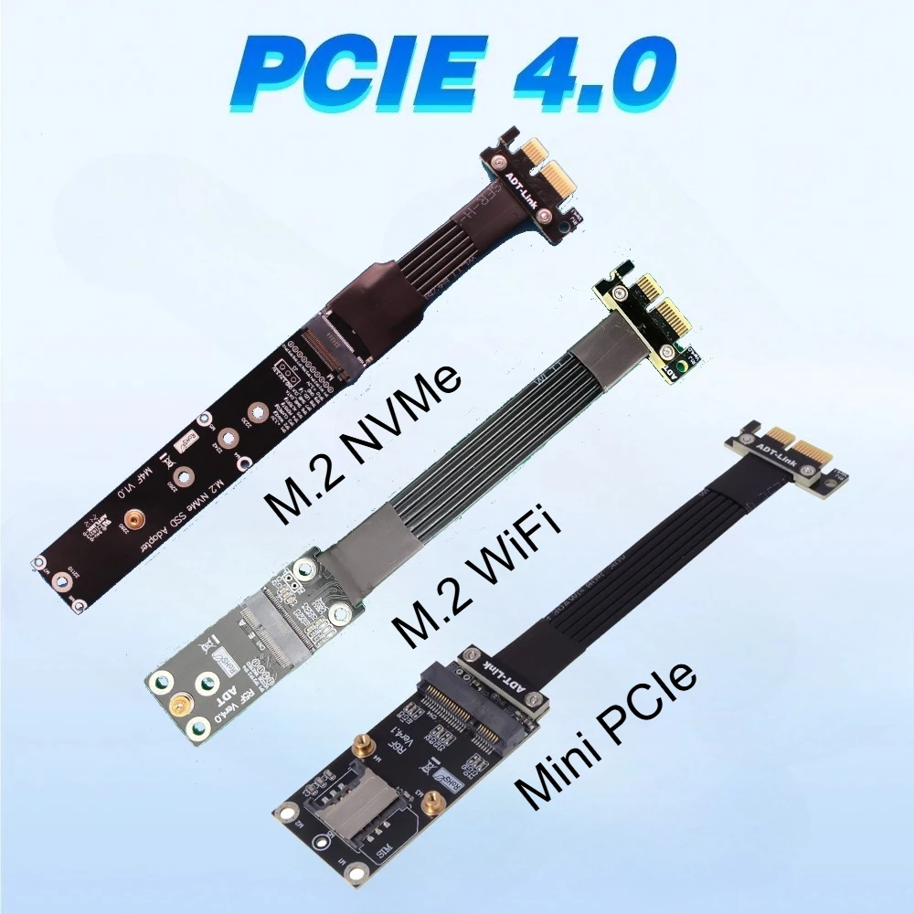 Marca Riser M.2 NVMe / M.2 WiFi / Mini-PCIe tarjeta SSD a PCIe 4,0 x1 adaptador de cinta M-Key A.E Key NGFF mPCIe ranura M2 para extensor - imagen 2