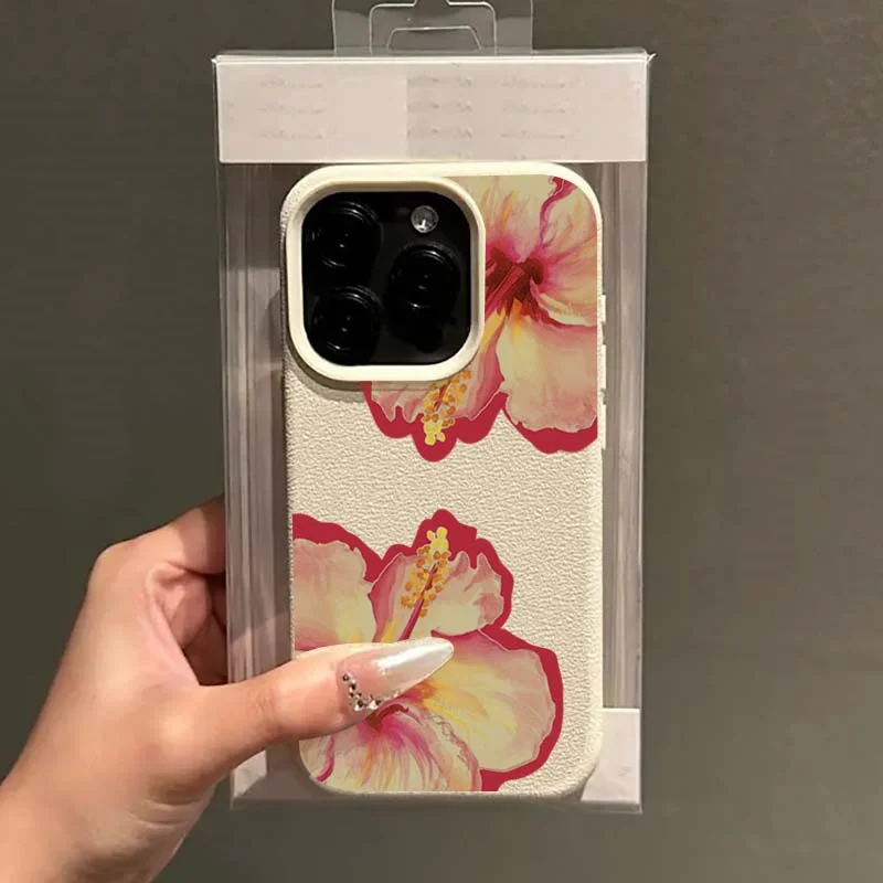 Funda elegante con diseño de hibisco rosa para iPhone 16 15 14 11 13 12 Pro Max XR 16e 15 14 16 Plus XS Max X Funda de TPU a prueba de golpes - imagen 4