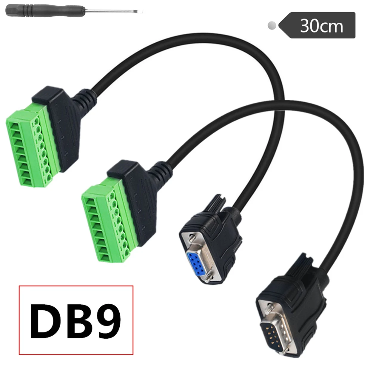 DB9 D-SUB 9 pines RS232 macho hembra a AV 8 pines perno Terminal de tornillo adaptador sin soldadura Cable conector módulo de señal de Host de computadora