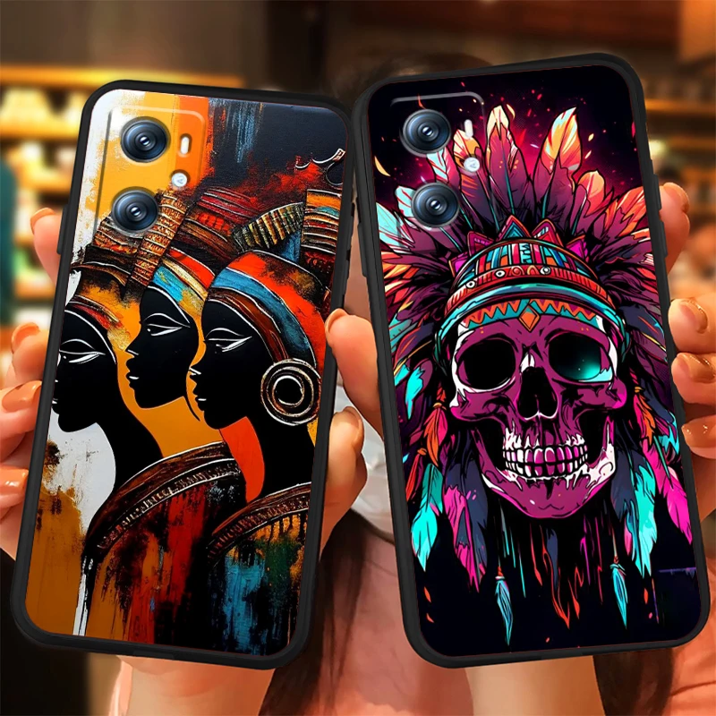 Funda de teléfono negra con calavera terrorífica para OPPO Find X5 X3 X6 A54S A5 A94 A16 A53S A57 A74 A72 A98 A78 A96 A9 5G - imagen 2