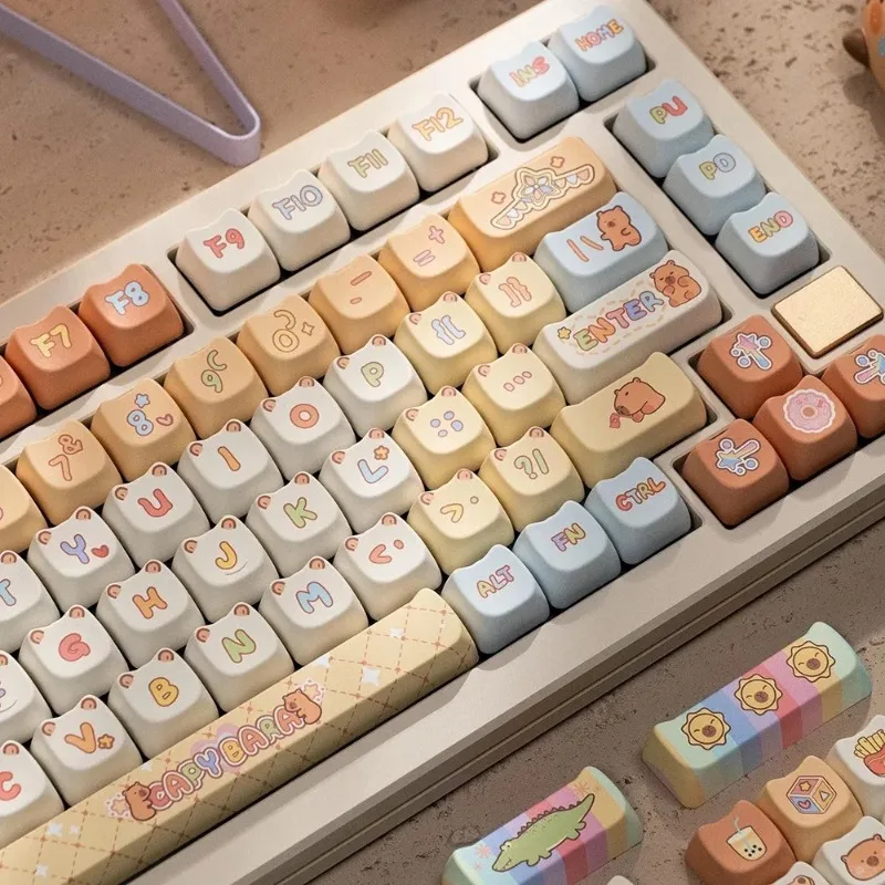 AKKO Capybara Keycap MAO perfil 142 teclas PBT tinte sublimación dibujos animados lindo Teclado mecánico DIY accesorios regalo chica Oficina - imagen 2