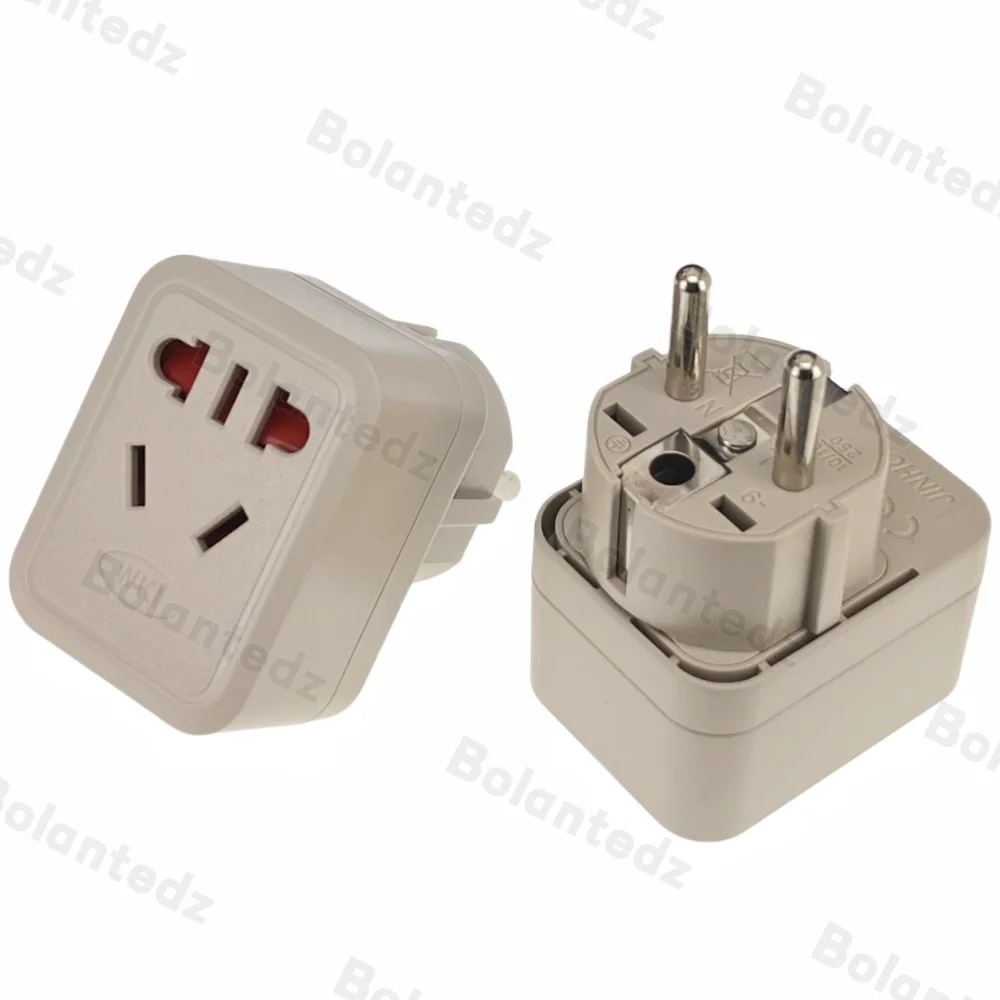 2 en 1 AUS AU UE EE. UU. a UE Schuko tipo F convertidor de enchufe de viaje redondo 2 pines Francia Polonia Bali Corea del Sur adaptador de enchufe de alimentación - imagen 2