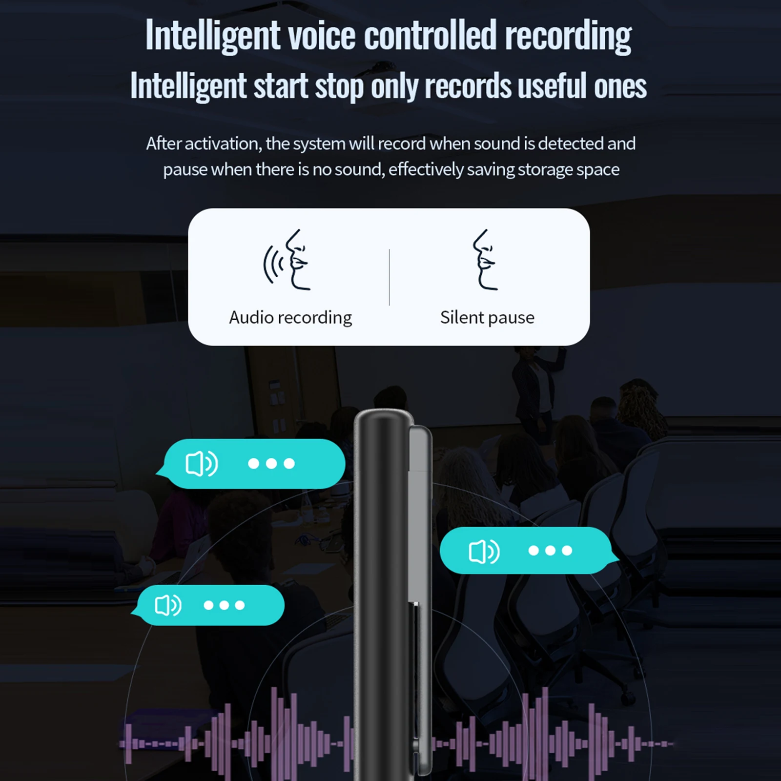 Pluma de grabación portátil, dispositivo de grabación de Audio HD inteligente con carga de TYPE-C, bolígrafos de grabación de voz digitales para reuniones de clase, entrevistas, abogado - imagen 5