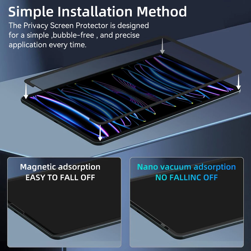 Película protectora de pantalla antiespía para iPad Pro 11 12,9 Air 5 10,9 10th 10,2 7/8/9th Gen película de privacidad magnética extraíble - imagen 5
