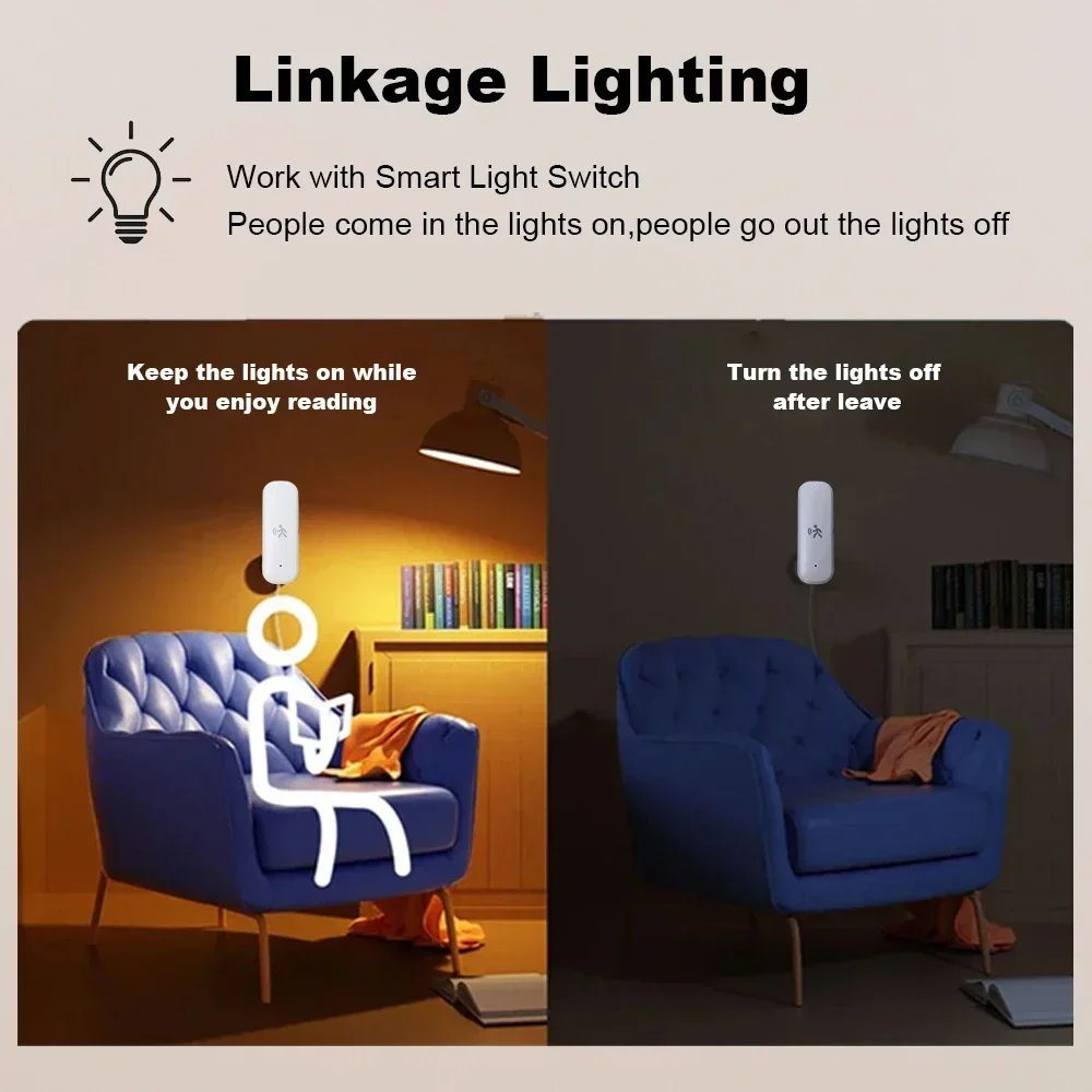 ZigBee-Detector de Sensor de movimiento Pir inteligente, Sensor de temperatura y humedad, seguridad antirrobo, funciona con asistente doméstico - imagen 4