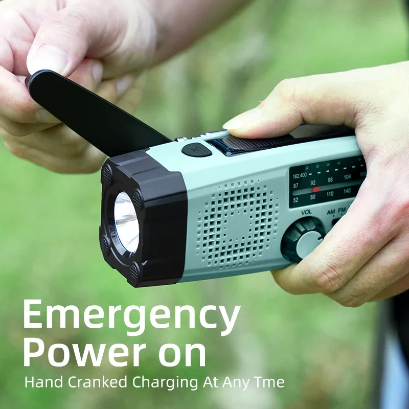 Prevención de desastres de emergencia multifuncional, Radio de emergencia de 2000mAh, alertas meteorológicas AM/FM/WB, linterna LED para huracanes - imagen 3