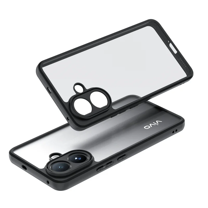 Para Vivo V60 Lite funda Vivo V60 Lite Capa parachoques marco negro mate armadura a prueba de golpes transparente Fundas Vivo V60 Lite