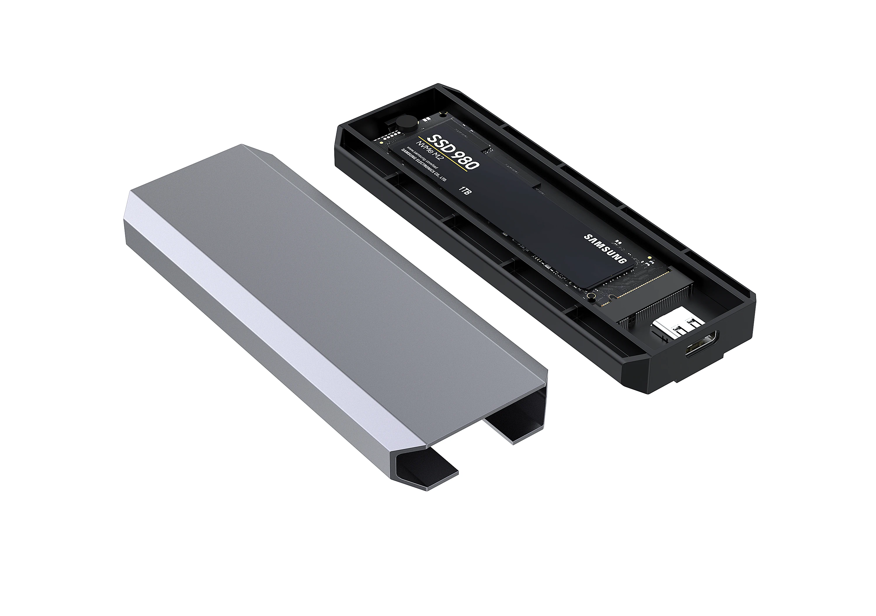 Caja SSD externa transfronteriza M2, lector mecánico con refrigeración de aluminio, NVME PCIE o caja NVMe/NGFF de doble protocolo - imagen 3