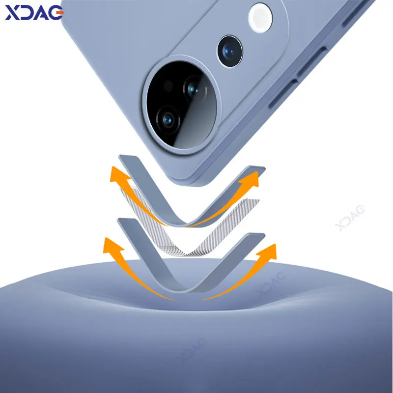 Funda de teléfono de silicona líquida cuadrada Original para VIVO V40 Pro 5G 360 funda protectora suave a prueba de golpes VIVOV40 lindos bolsos Coque - imagen 3