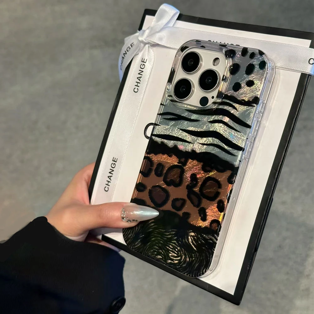 Funda de teléfono con estampado de leopardo y rayas marrones Retro para iphone 17 Air 16 15 14 13 11 12 Pro Max 7 8 Plus X XS XR SE 2022 2020 16e - imagen 4