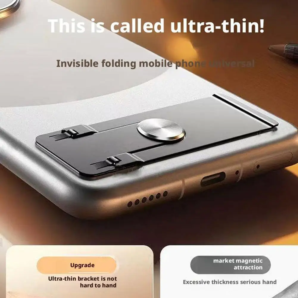 Soporte plegable para teléfono, soporte de escritorio de aleación de Metal, soporte perezoso, Mini soporte adhesivo de montaje trasero, soporte Universal para teléfono - imagen 2
