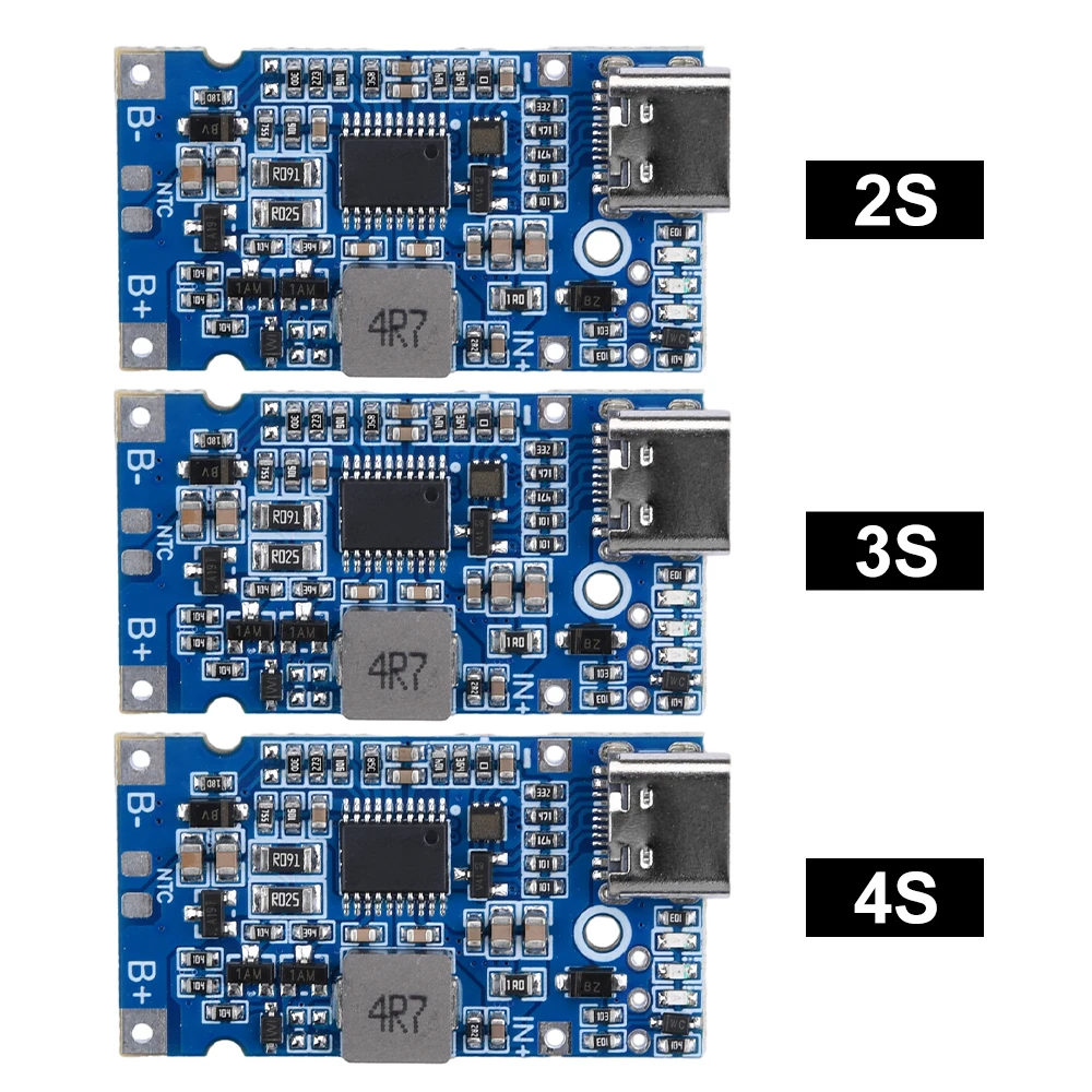 Módulo de carga de batería de litio tipo C USB 2S 3S 4S BMS 4,5 V-15V 18W 2A Placa de carga rápida QC para batería de litio 18650 - imagen 2