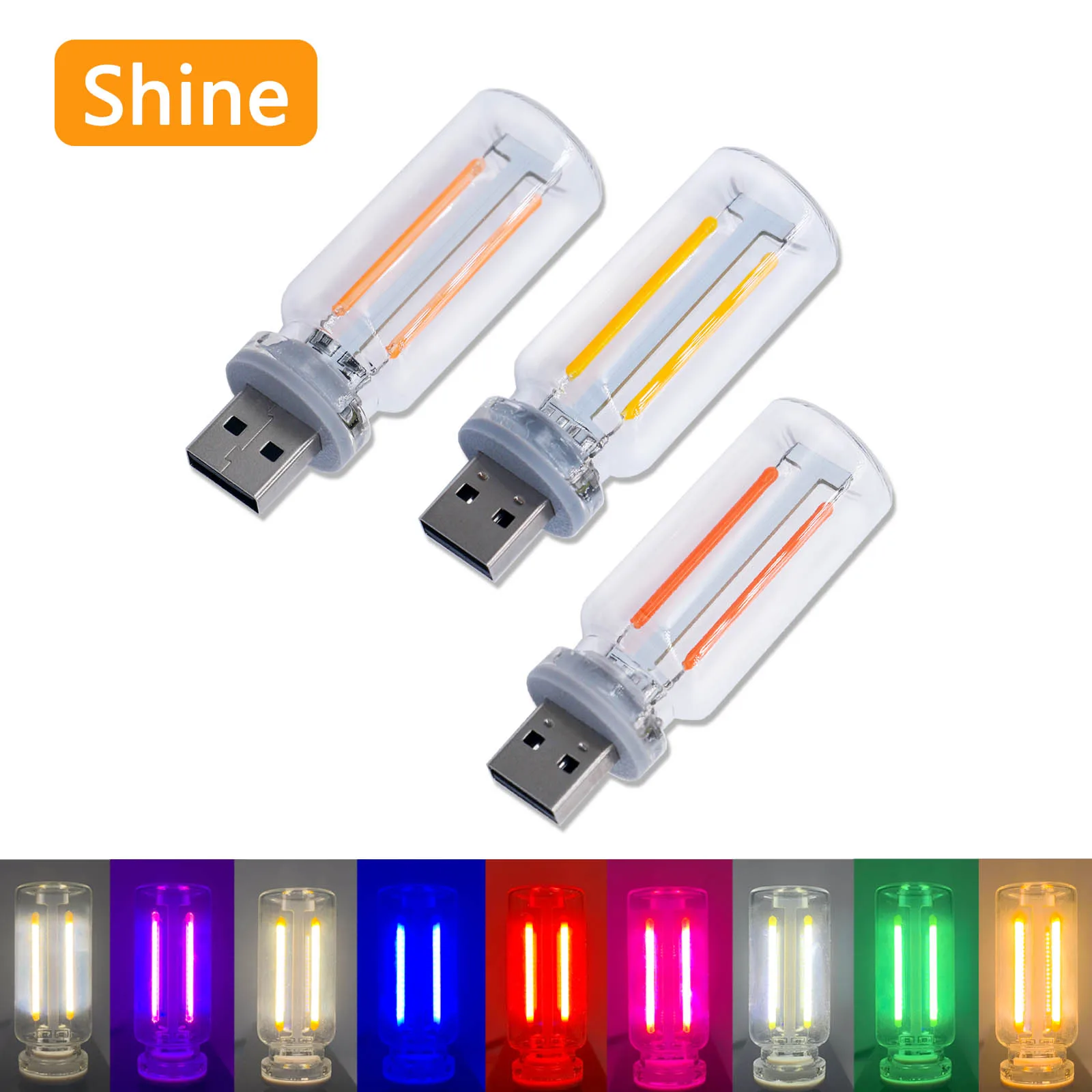 Nuevo Bombilla LED de atenuación de 0,3 W DC5V, fuente de luz Retro Edison, interfaz de alimentación móvil USB, luz nocturna portátil, portátil, DIY