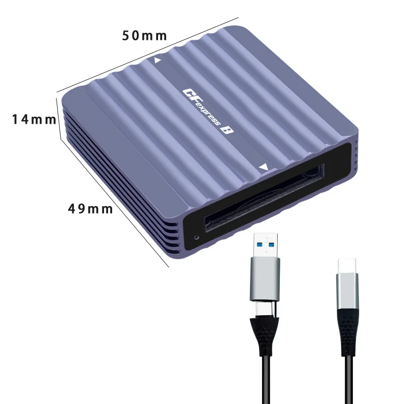 CFExpress USB3.2 Gen2 de alta velocidad ​ ​ Adaptador de tarjeta de 10 Gbps Lector a prueba de golpes de aleación de aluminio Adecuado para computadoras y portátiles - imagen 2