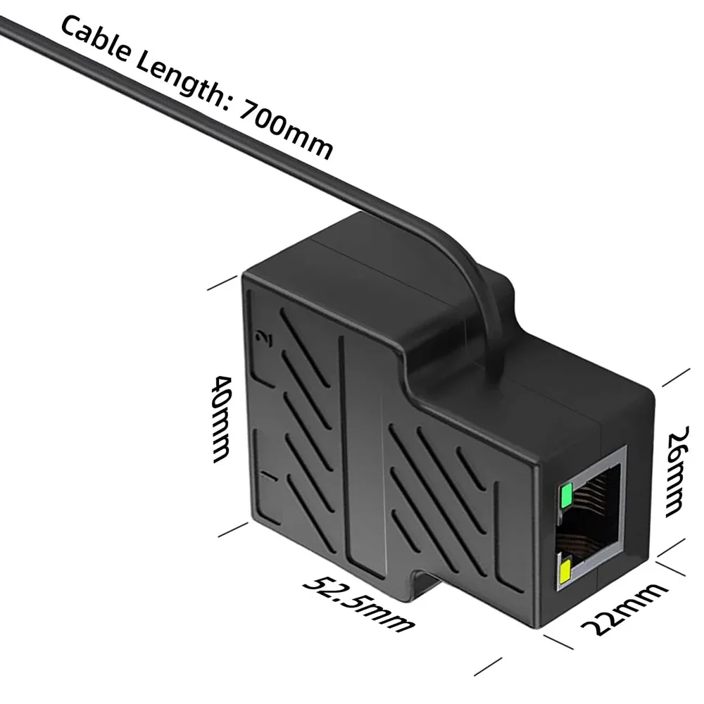 Divisor Ethernet de 100Mbps, adaptador Dual de Internet de 1 a 2 puertos RJ45 con Cable de alimentación USB, compatible con 2 dispositivos, red simultánea - imagen 5