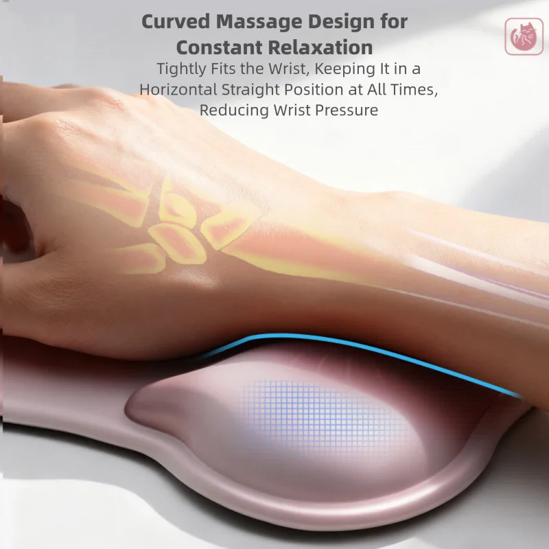 Alfombrilla de ratón ergonómica estilo gato negro Kawaii, espuma viscoelástica, soporte de rebote lento, alivio del dolor, reposamuñecas antideslizante para oficina - imagen 2