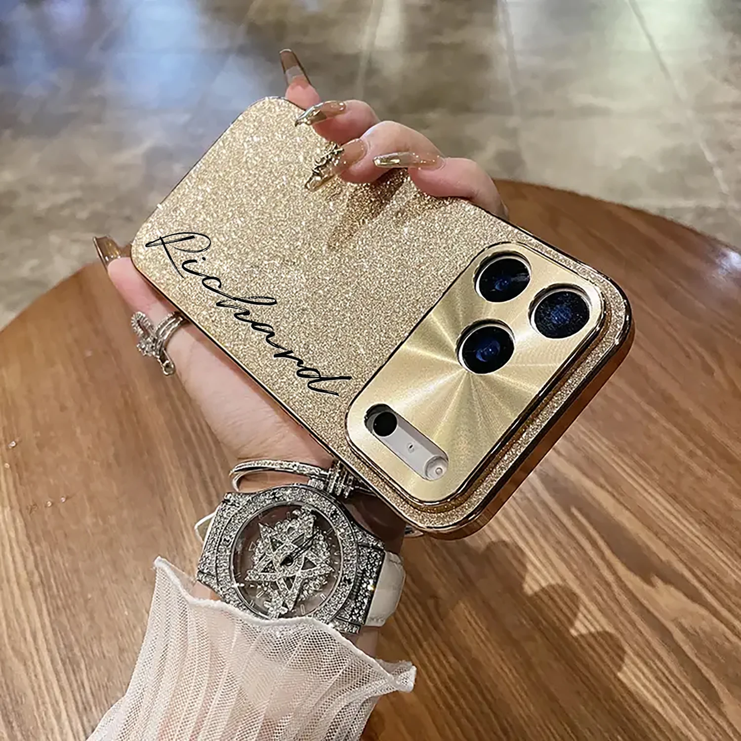 Funda personalizada para teléfono con purpurina de diamante y nombre DIY, compatible con Iphone 17 16 15 14 13Pro Max, 17 Air y 17Pro, 17. - imagen 2