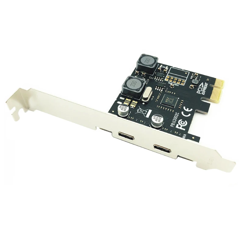 Controlador adaptador Hub VIA Chip PCIE USB tarjeta adicional para PC de escritorio PCI Express X1 a USB 3,0 5Gbps tarjeta de expansión tipo C de 2 puertos