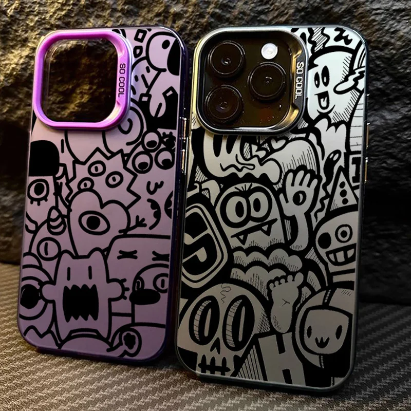 Funda de teléfono con grafiti negro súper genial para Samsung Galaxy S25 S23 S22 Ultra S24 FE A13 A14 A54 A34 A15 A35 A55 A35 A16 contraportada