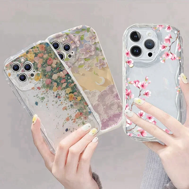 Funda para Xiaomi POCO X7 X6 X5 X3 Pro X4 NFC GT F3 F4 M3 M4 M6 F6 Pro 15 12 11 Lite 5G NE 12T 14 Pro cubierta flor crema borde ondulado - imagen 3