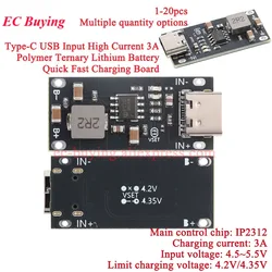 Placa Carga Rápida USB-C para Batería Li-ion Polímero CC/CV